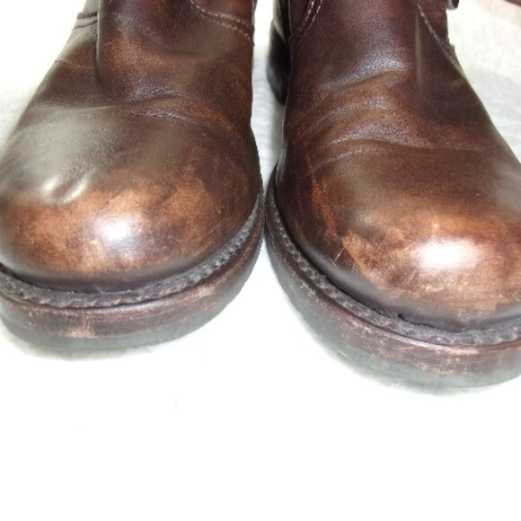 S-131 WOMENS FRYE VERONICA SLOUCH BROWN LEATHER ENGINEER BOOTS - Picture 6 of 16